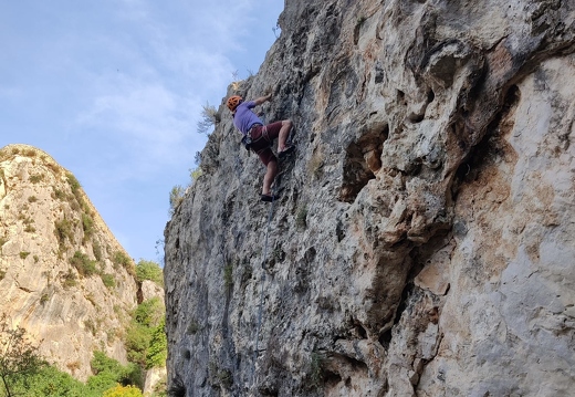 Stuart trying hard at sector Everest, Guadalest
