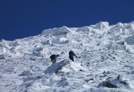 Icy climb up the last bit to summit