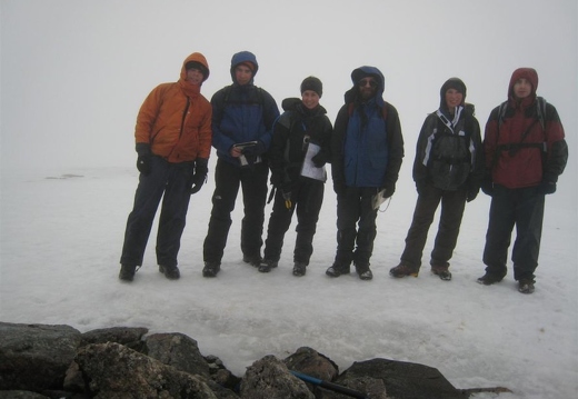 Group Shot at summit of Creag Meagaidh (Nigel, Drummond, Mandy, Jim, Lucy & Gordon)