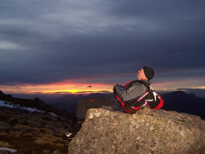 Stuart with sunset on Conival 100_1568.jpg