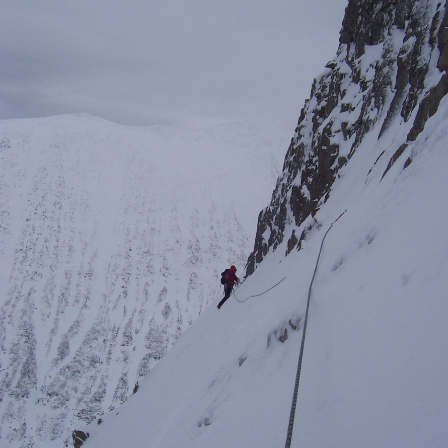 Jeanie on traverse into No. 5 Gully from Moonlight Gully