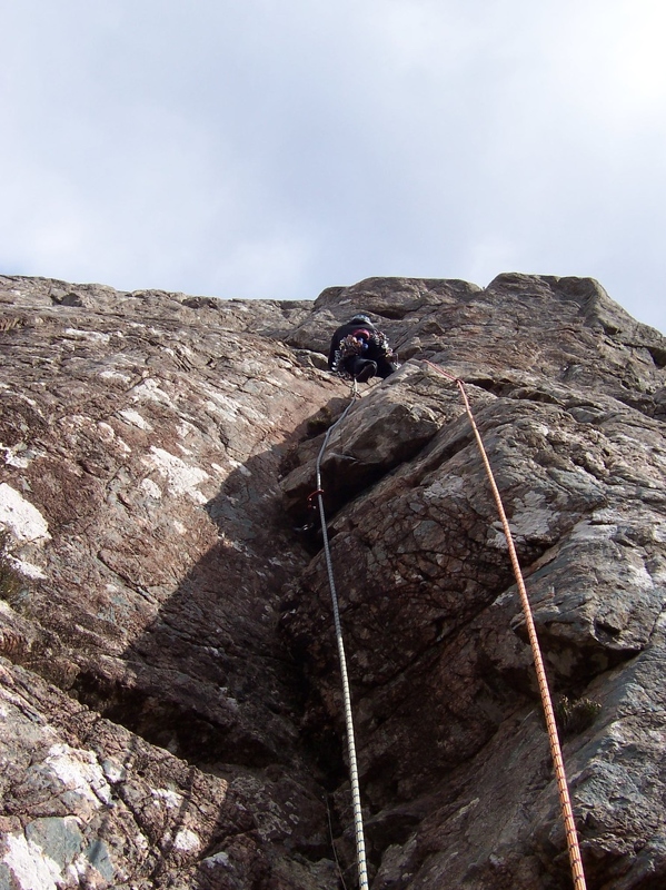 Strone Crag - Jeanie on Pollan Groove.JPG