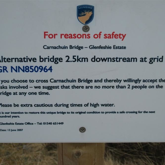 Sign on second (rickatty) bridge