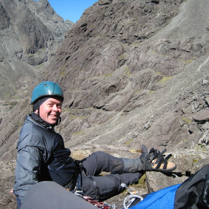 Sun: Stu Relaxing After Climbing Cioch Direct