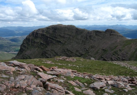 Looking back at the summit of Sgurr a'Chaorachain from near the masts