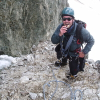 Pic de Neige Cordier - Sorting out gear above the gully