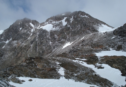 Tisenjoch - 3210m - site where "Ötzi", the 5300 yr old mummy, was found, Finailspitze at the back