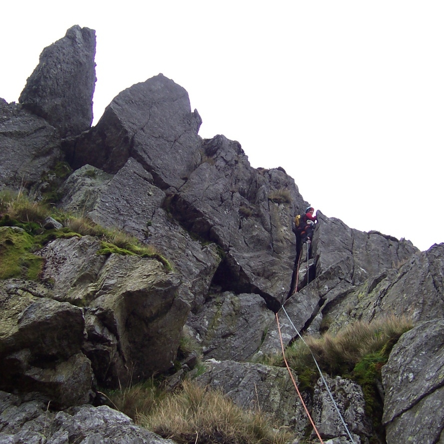 Gashed Crag - Jeanie on another brutal chimney on 6th pitch