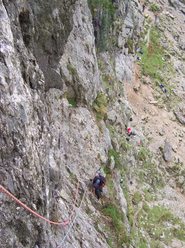 Spiral Stairs - Stuart belaying Jeanie on 3rd pitch.JPG