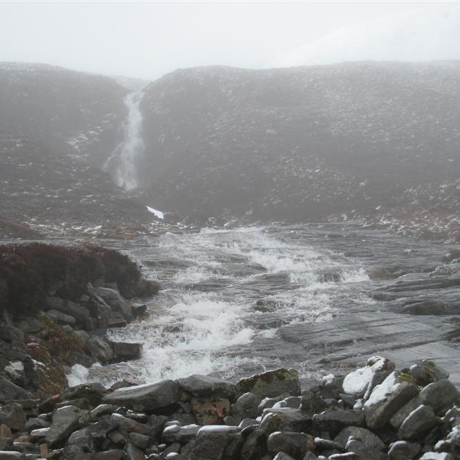 Waterfall coming from Corie An Lochan