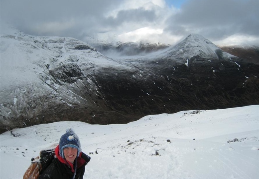 Lucy, with Binnein Beag behind