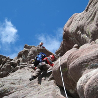 Tricky section with lots of exposure. Graded diff so we got the rope out.