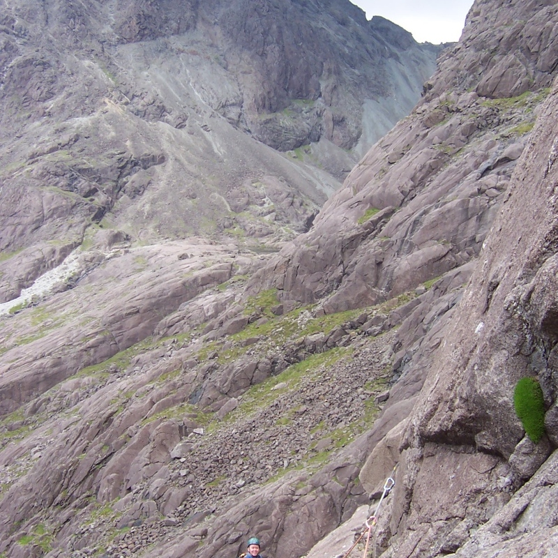 Cioch West - A view into Coire Lagan on 3rd pitch