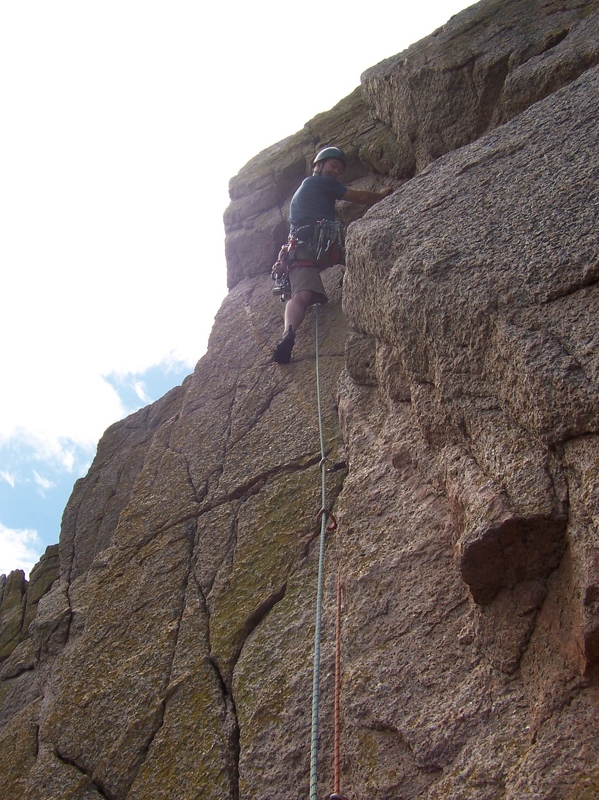 Meikle Partans - Coming up to superb crux moves on Shallow Diedre.JPG