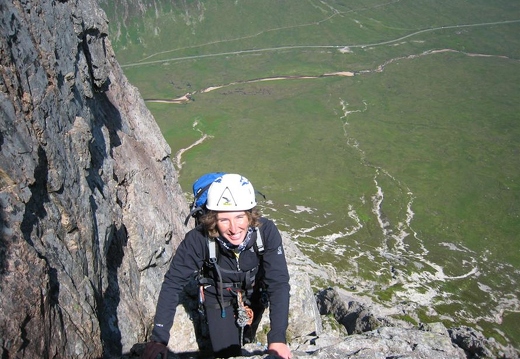 Lucy arriving at top of pitch 2 on Agags