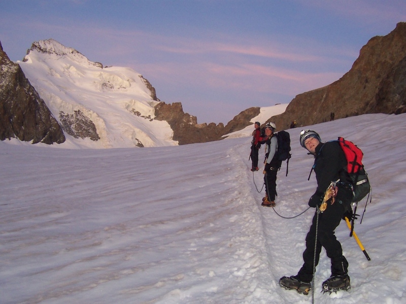 Roche Faurio - Jeanie_ Lucy _amp_ Nigel heading up Glacier Blanc.JPG