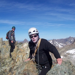 Roche Faurio - Stuart on ridge with Wacko Jacko