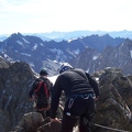 Roche Faurio - Heading back down summit ridge, des Agneaux at back left