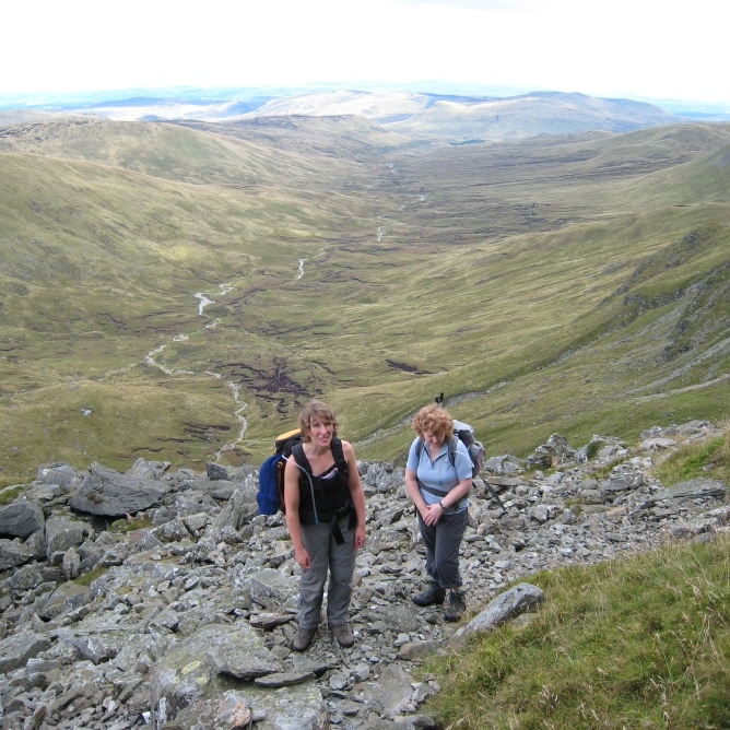 Lucy and Trish just before the wee scramble up Stuc a' Chroin