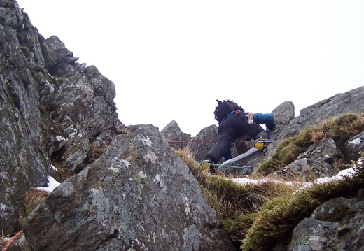 Stuart getting to grips with the lower reaches of the ridge
