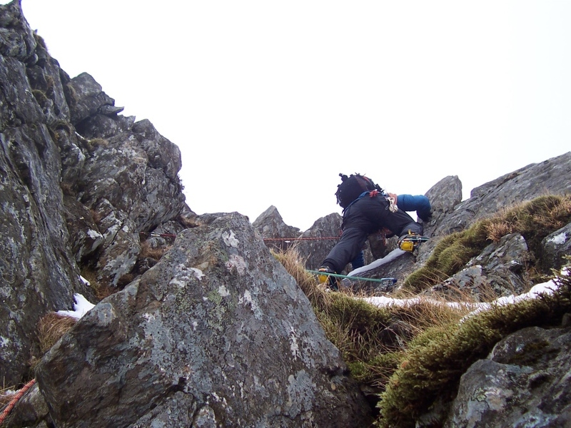 Stuart getting to grips with the lower reaches of the ridge.JPG