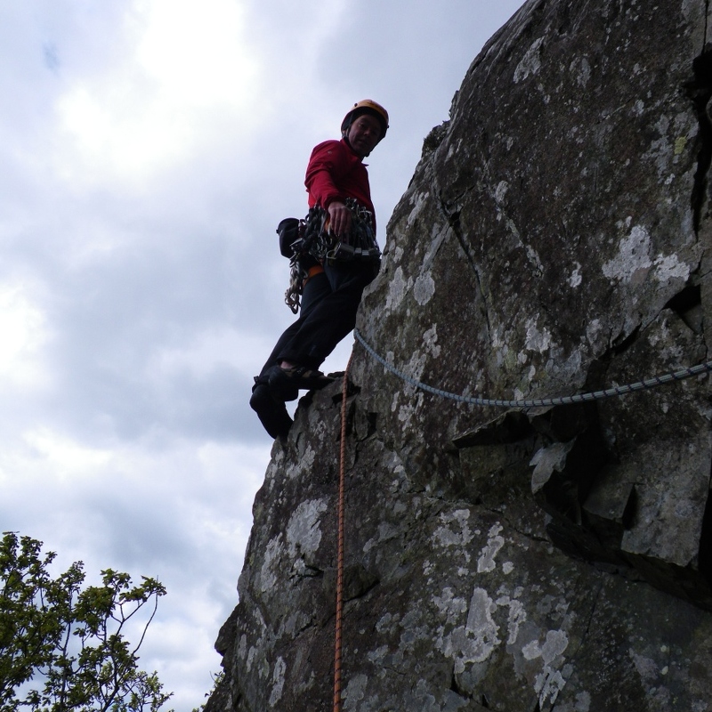 Stuart on 2nd pitch of Brown Crag Wall