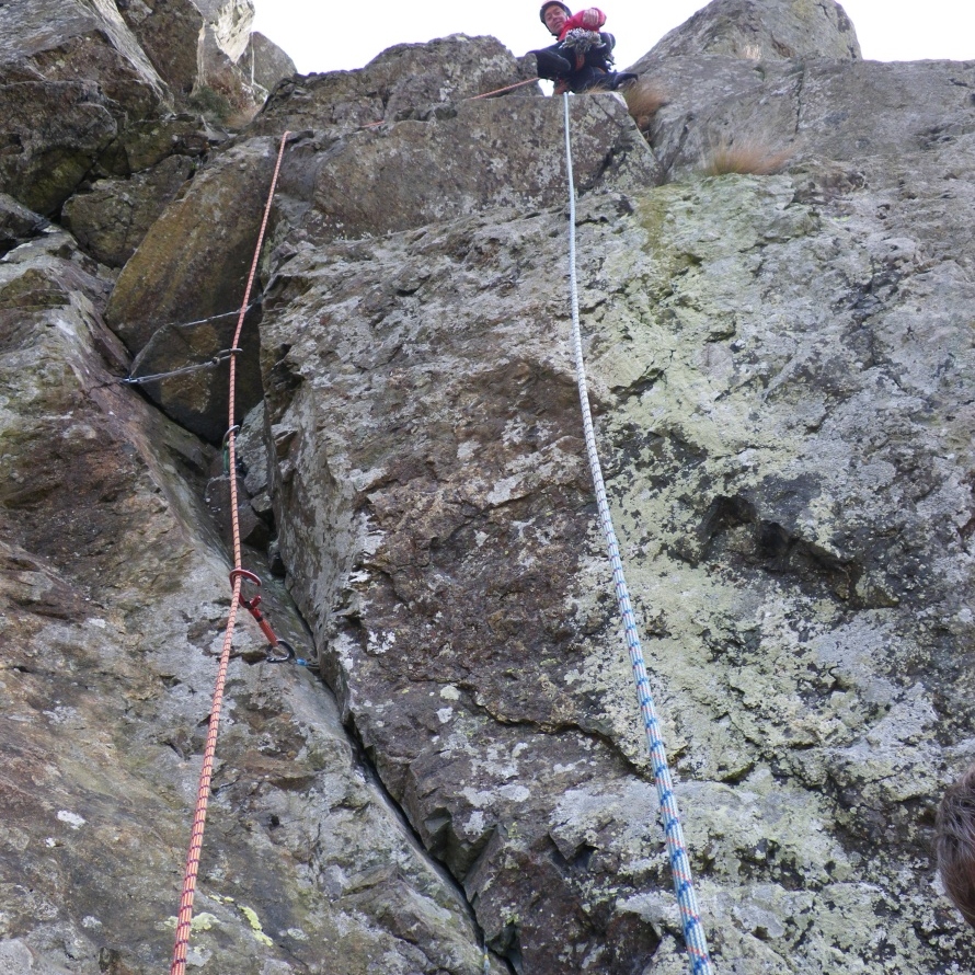 Stuart at the end of the fingers traverse on TP Superdirect