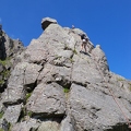 Jeanie abseiling down Napes Needle