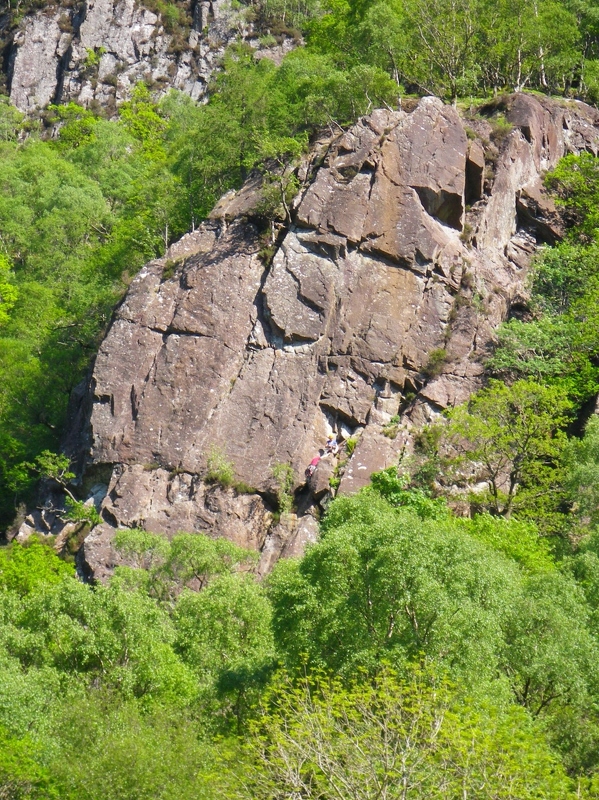 Quayfoot Buttress - climbers belayed at top of 1st pitch of Aberation.jpg