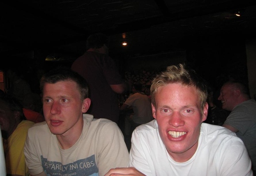 Tom and Lewis in the Clachaig (Lewis caught sun!)