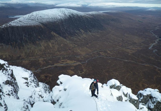 Jeanie on the final slopes to the summit of the Buachaille