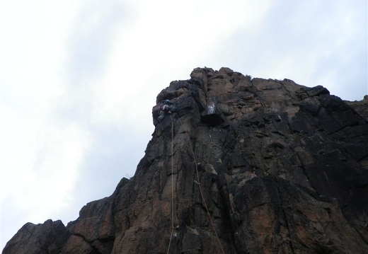 Jeanie climbing Pain Pillar