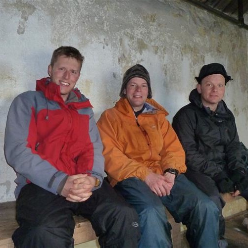Sheltering from weather in Hutchinson Memorial Hut