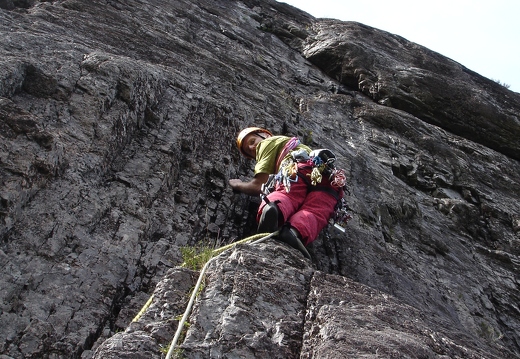 Heading for the roof, pitch 1, The Mappie