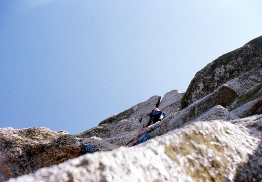 Alastair Wilson - Alex Agnew climbing Little Brown Jug_ Bosigran_ Cornwall_ 1976