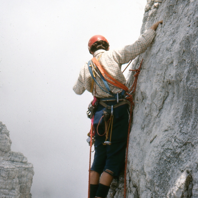 Alastair Wilson - Alex Agnew climbing on Campanile Basso_ Dolomites_ 1976