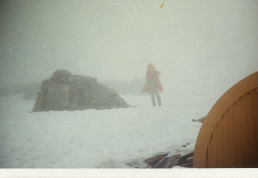 LizP - Ben Nevis_ via the water slide from Glen Nevis July 1976 with Trevor Newberry_ Snowed on summit