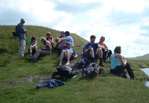 Aspiring Botanists enjoying a break near the Lochan