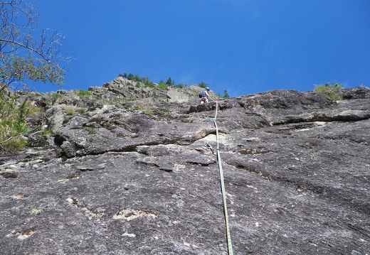 Jeanie belaying on the 2nd pitch