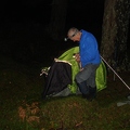Tony putting up tent