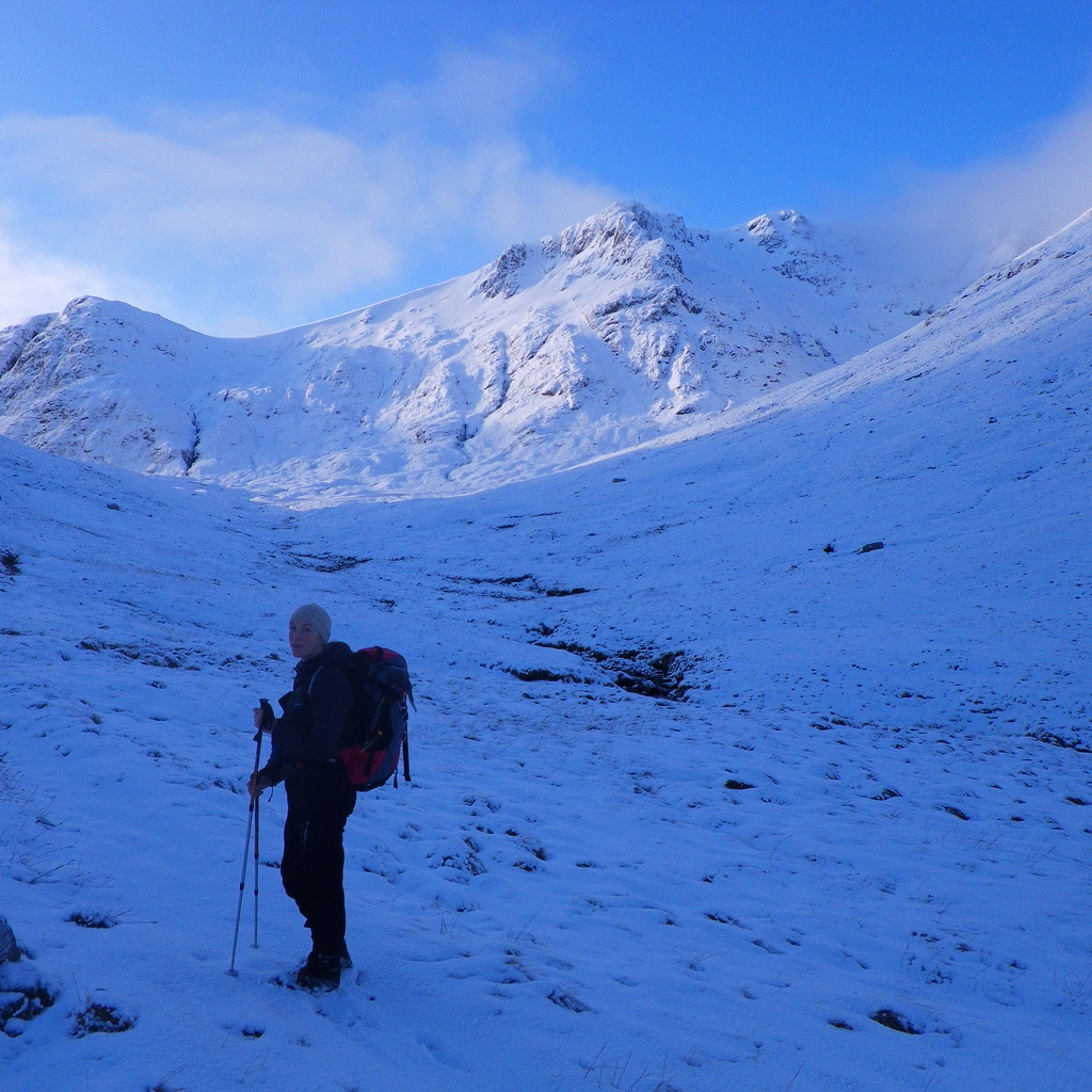 Jeanie on the way to Sron na Lairig