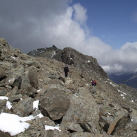 Ian, Mhairi and Jean descend Sgurr  Dearg.