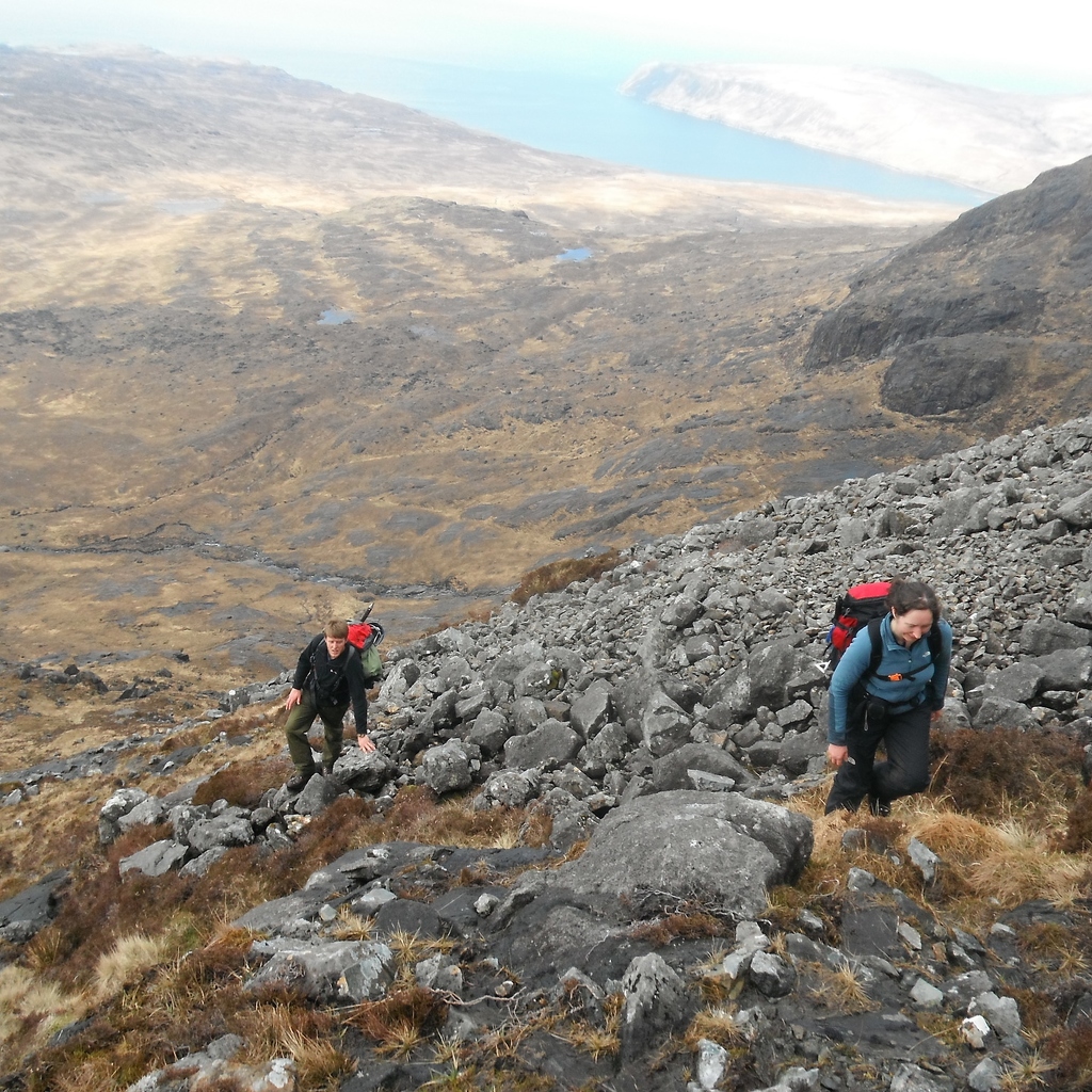 Ascending steep slopes of Sgurr Nan Eag