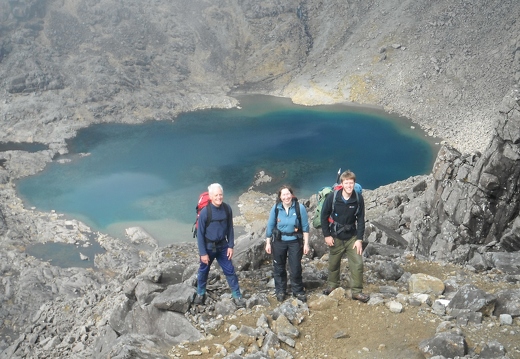 Group with Loch Coir' a' Ghrunnda in background
