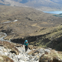 Trish slogging it out up the rocky path