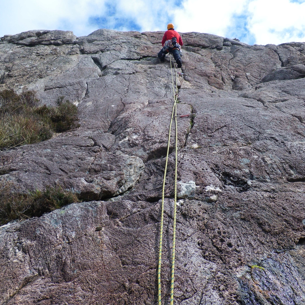 Stuart on a Gneiss route at Triangular Slab.