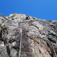 Jeanie on Farmer Giles, Lower Tier of Inverianvie Crag.