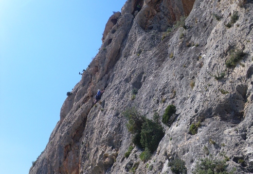 Roddy & Elke climbing Petreles, Marin.