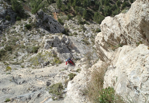 Jeanie following the 4th pitch of Via Gene.