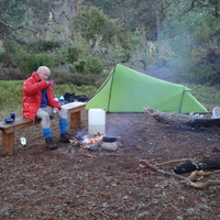 Tony enjoying a breakfast cuppa